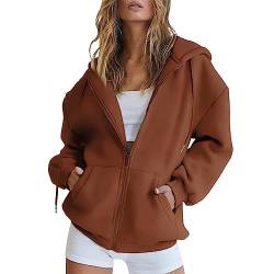 YEBIRAL Hoodie Damen Sweatjacke Oversize Zip Up Hoodie Y2k Kapuzenjacke Casual Pullover Oberteile Kapuzenpullover Herbst Winter Sweatshirt Jacke mit Kapuze von YEBIRAL