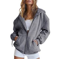 YEBIRAL Hoodie Damen Sweatjacke Oversize Zip Up Hoodie Y2k Kapuzenjacke Casual Pullover Oberteile Kapuzenpullover Herbst Winter Sweatshirt Jacke mit Kapuze von YEBIRAL