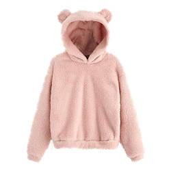 YEBIRAL Kapuzenpullover Damen, Teenager Mädchen Herbst Winter Teddy-Fleece Hoodie Mode Flauschig Oberteil Langarmshirt Sweatshirt Tops mit Kapuze von YEBIRAL