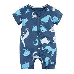 YEBIRAL Neugeborenes Baby Jungen Mädchen Strampler Schlafanzug mit Reißverschluss Bodys Einteiler Kurz Overall Sommer Einteilig 0-24 Monate von YEBIRAL