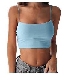 YEBIRAL Spaghetti Tops Damen Crop Top Unterhemd Ärmellose Sexy Spaghettiträger Tanktops Cropped Camisole Casual Weste Sommer Basic Top Bauchfrei Oberteil von YEBIRAL