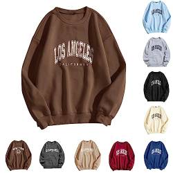 YEBIRAL Sweatshirt Damen ohne Kapuze Herbst Winter Rundhals Langarm Pulli Briefe Drucken Bluse Locker Casual Oberteil Sport Streetwear Pullover Teenager Mädchen Tops von YEBIRAL