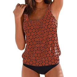 YEBIRAL Tankini Damen Bauchweg Badeanzug Große Größen Bademode Set Push Up Tankini Oberteil mit Badeshorts Zweiteiliger Badeanzüge Sommer Strandmode Swimsuit Strand Schwimmanzug Tankini für Mollige von YEBIRAL