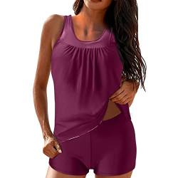 YEBIRAL Tankini Damen Große Größen Bauchweg Tankini Set Push Up mit Oberteile und Badeshorts Badeanzug Bademode Zweiteiler Strandmode Schwimmanzug mit Hotpants High Waist Swimsuit Badeanzüge von YEBIRAL