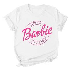 YEBIRAL Tshirt Damen Basic Kurzarm Barbie T Shirt Rundhals Oberteile Lässige Bluse Sommer Tops Lose Tunika Tee Rose von YEBIRAL