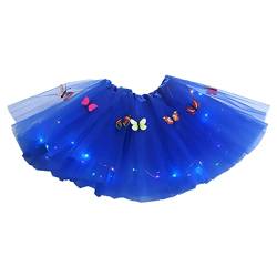YEBIRAL Tüllrock Damen Schmetterling LED Lichter Tutu Rock Karneval Kostüm Party Minirock Dehnbaren Tütü Erwachsene Tüll Kleid Festival Outfit Faschingskostüme von YEBIRAL