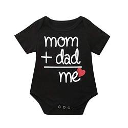 YEBIRAL Unisex Baby Strampler mit Spruch Mom + Dad Baby Body Kurzarm für Jungen und Mädchen von YEBIRAL