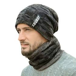 YEBIRAL Wintermütze für Herren und Damen Mode Strickmütze Outdoor Warm Beanie Winter Mütze und Schal mit Fleecefutter von YEBIRAL