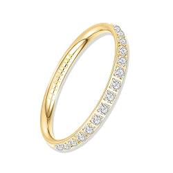 YEBOCIYO Eternity Ring Damen Ring 2mm Ewigkeitsringe Titan Verlobungsringe Valentinstag Eheringe Trauringe Memoirering Jubiläum Aussage Stapelring für Herren Mit Voller Zirkonia Gold 5 von YEBOCIYO