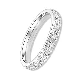 YEBOCIYO Eternity Ring Silber Damen Ewigkeitsringe Titan Verlobungsringe Eheringe Trauringe Memoirering Jubiläum Aussage Stapelring für Herren Mit Voller Zirkonia 3mm 8 von YEBOCIYO