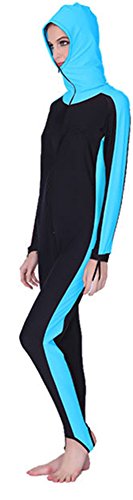 YEESAM® Neoprenanzug für Scubatauchen, Schnorcheln, Schwimmen, aus Lycra, schlichte Bademode bestehend aus einem Komplettanzug mit Kapuze Gr. Intl-X-Large, blau von YEESAM