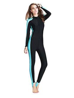 YEESAM Modest Swimwear - Taucheranzug Damen Herren Mädchen UV Schutzkleidung Sunsuit Ganzkörperansicht Badeanzug Overall Watersport (Blau, Int'l - 2XL) von YEESAM