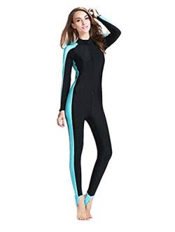 YEESAM Modest Swimwear - Taucheranzug Damen Herren Mädchen UV Schutzkleidung Sunsuit Ganzkörperansicht Badeanzug Overall Watersport (Blau, Int'l - 4XL) von YEESAM