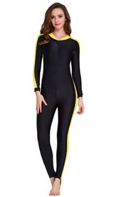 YEESAM Modest Swimwear - Taucheranzug Damen Herren Mädchen UV Schutzkleidung Sunsuit Ganzkörperansicht Badeanzug Overall Watersport (Gelb, Int'l - L) von YEESAM