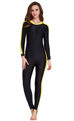 YEESAM Modest Swimwear - Taucheranzug Damen Herren Mädchen UV Schutzkleidung Sunsuit Ganzkörperansicht Badeanzug Overall Watersport (Gelb, Int'l - M) von YEESAM