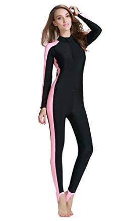 YEESAM Modest Swimwear - Taucheranzug Damen Herren Mädchen UV Schutzkleidung Sunsuit Ganzkörperansicht Badeanzug Overall Watersport (Rosa, Int'l - 2XL) von YEESAM