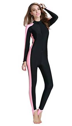 YEESAM Modest Swimwear - Taucheranzug Damen Herren Mädchen UV Schutzkleidung Sunsuit Ganzkörperansicht Badeanzug Overall Watersport (Rosa, Int'l - M) von YEESAM