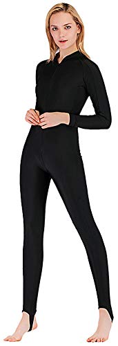 YEESAM Modest Swimwear - Taucheranzug Damen Herren Mädchen UV Schutzkleidung Sunsuit Ganzkörperansicht Badeanzug Overall Watersport (Schwarz, Int'l - L) von YEESAM