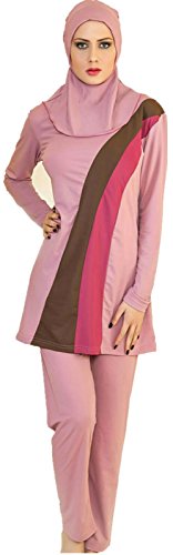 YEESAM Muslimischen Badeanzug - Muslim Islamischen Bescheidene Badebekleidung Modest Swimwear Burkini für muslimische Frauen - Hijab abnehmbaren (Asien XL ~~ EU-Größe 40-42, Rosa) von YEESAM