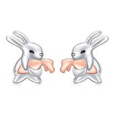 925 Sterling Silber Ohrstecker für Frauen Mädchen Rabbit Ohrstecker Bunny Ohrringe Süße Kaninchen Karotten Ohrringe von YEESIA