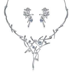 YEEVAA Damen Schmuck-Set, Edelstahl Baum Geäst Form Ohrringe Halskette,40+5.5cm von YEEVAA