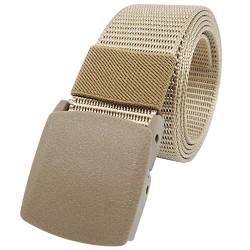 YEHMAN Unisex Gürtel Nylon Belt militärisches Design, mit Kunststoff Schnalle Automatischer Taktischer Gurtel Outdoor Sportarten Stufenlos Verstellbarer Länge 120 cm Breite ca. 3.8 cm - Beige von YEHMAN