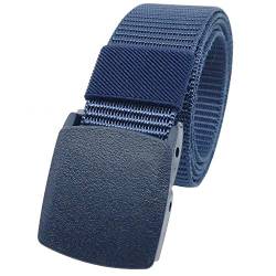 YEHMAN Unisex Gürtel Nylon Belt militärisches Design, mit Kunststoff Schnalle Automatischer Taktischer Gurtel Outdoor Sportarten Stufenlos Verstellbarer Länge 120 cm Breite ca. 3.8 cm - Marineblau von YEHMAN