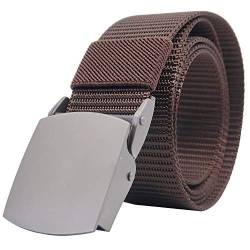 YEHMAN Unisex Gürtel Nylon Belt militärisches Design, mit Metall Gürtelschnalle Automatischer Taktischer Gurtel Outdoor Sportarten Stufenlos Verstellbarer Länge 120 cm Breite 3.8 cm - Braun von YEHMAN