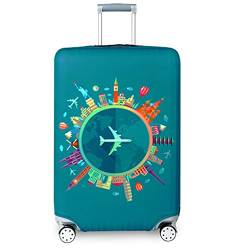 Reise Suitcase Protector Reißverschluss Koffer Abdeckung Waschbar Drucken Gepäck Abdeckung 18-32 Zoll (Blue, M(for22-24 inch Luggage)) von YEKEYI