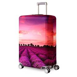 Reise Suitcase Protector Reißverschluss Koffer Abdeckung Waschbar Drucken Gepäck Abdeckung 18-32 Zoll (Purple, M(for22-24 inch Luggage)) von YEKEYI