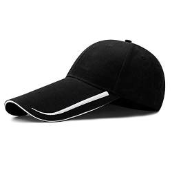 YEKEYI Extra lange Bill Baseballkappe, 100 % gewaschene Baumwolle, verlängerte Krempe, Sonnenschutzhut, lang, große Bill-Cap, Schwarz, Einheitsgr��e von YEKEYI