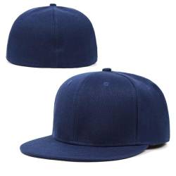 YEKEYI Flacher Schirm, Snapback, leere Krempe, hohe Spitze, trendig, Wollton, Baseballkappe, Cowboyhut, Marineblau, 7 3/4 von YEKEYI