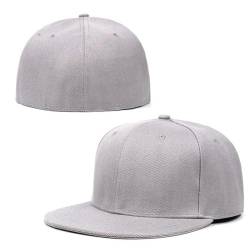 YEKEYI Flat Bill Visor Snapback Hat Blank Brim High Top End Trendy Lain Tone Baseball Cap Cowboyhut, L, grau, 7 3/4 von YEKEYI