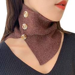 YEKEYI Gestrickter falscher Kragen für Frauen hohe Kragen Revers Wrap Knopf Choker Kragen Abnehmbarer Kragen, coffee, Einheitsgröße von YEKEYI