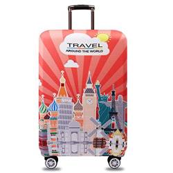 YEKEYI Reise Suitcase Protector Reißverschluss Koffer Abdeckung Waschbar Drucken Gepäck Abdeckung 18-32 Zoll (05Pink, L) von YEKEYI