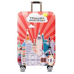 YEKEYI Reise Suitcase Protector Reißverschluss Koffer Abdeckung Waschbar Drucken Gepäck Abdeckung 18-32 Zoll (05Pink, XL) von YEKEYI