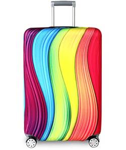 YEKEYI Reise Suitcase Protector Reißverschluss Koffer Abdeckung Waschbar Drucken Gepäck Abdeckung 18-32 Zoll (Rainbow, L(for26-28 inch Luggage)) von YEKEYI