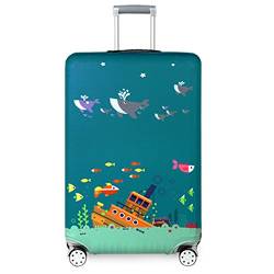 YEKEYI Reise Suitcase Protector Reißverschluss Koffer Abdeckung Waschbar Drucken Gepäck Abdeckung 18-32 Zoll (Sky Blue, S(for18-20 inch Luggage)) von YEKEYI