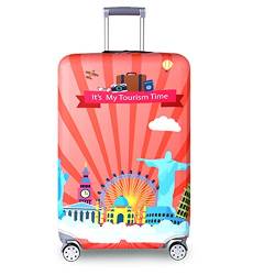YEKEYI Reise Suitcase Protector Reißverschluss Koffer Abdeckung Waschbar Drucken Gepäck Abdeckung 18-32 Zoll (pink, M(for22-24 inch Luggage)) von YEKEYI