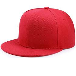 YEKEYI Unisex-Baseballkappe, einfarbiges Visier, Dad-Kappe, Angelmütze, verstellbarer Snapback-Hut, Unisex, Hip-Hop-Baseballkappe, rot, Einheitsgr��e von YEKEYI