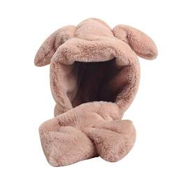 YEKEYI Winter Warme Beanie Pop Up Ohren Plüsch Hut Ohr Bewegen Springen Kaninchen Hut Bunny Cap für Frauen Mädchen, rose, 7-7 1/8 von YEKEYI