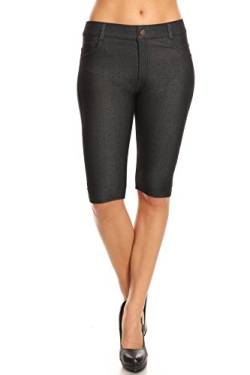 YELETE Damen Ultra Soft Classic Bermuda Shorts Capris Full Length Jeggings - Schwarz - XX-Large von YELETE