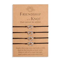 YELUWA 4 Pcs Freundschaft Knoten Unendlichkeit Armbänder Für Beste Freunde Bestie Frauen Mädchen Schwester Bff Brautjungfer Tochter Für Entfernung Übereinstimmung Einstellbare Geburtstag Geschenk von YELUWA