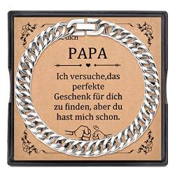 YELUWA 8mm Breite Kubanische Kette Herrenarmband für Papa und Opa Geschenk mit Box und Karte, Vatertag und Geburtstag Geschenk, Edelstahlkette Herren Armband Sohn und Tochter Geschenk für Papa von YELUWA