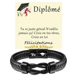 YELUWA Abschluss Geschenke für ihn, Klasse von 2024 Leder Graduierung Armband für ihn Männer Freund Sohn Enkel Neffe Bruder Klassenkamerad Masters Degree College Phd Absolvent gratulieren Grad FR von YELUWA