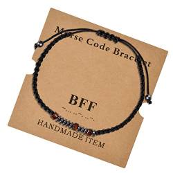 YELUWA Bff Morse Code Armbänder Für Frauen Gedenkgeschenke Für Den Verlust Eines Geliebten Menschen Inspirierende Erinnerung Schmuck Für Ihre Sympathie Einstellbare Holzperlenarmband Mit Schnur von YELUWA