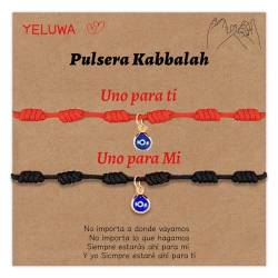 YELUWA Böses Auge Verstellbares Armband Ojo Türkisch 7 Knoten Schwarz Kabbalah Amulett Nazar Armbänder für Familie Frauen Männer Mädchen Teenager von YELUWA