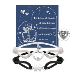 YELUWA Magnetisches Pärchen Armband Für Verbundene Paare, Partnerarmbänder Herz Magnet Weihnachten Geschenke Für Herren Damen Geschenke Pärchen Armband Hochzeitstag Jahrestag Geschenk Für Ihn von YELUWA