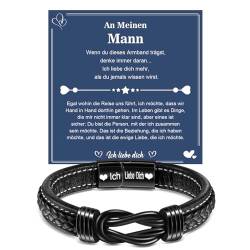 YELUWA Mann Armband, An Meinen Mann Geschenke, Lederarmband mit Gravur Ich Liebe Dich Herren Geschenk Weihnachten Jahrestag Hochzeitstag für Ehemann Geschenke für Ihn Männer zum Valentinstag von YELUWA