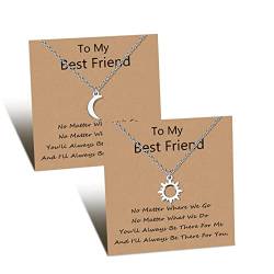 YELUWA Sonne Mond Beste Freund Halskette Für 2 Freundschaft Bff Passende Pedant Halsketten Weihnachten Geburtstag Schmuck Geschenk Für Frauen Schwester Bestie Teenager Mädchen Silber von YELUWA